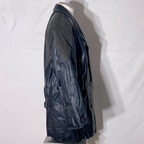 Vintage Pelle Cuir black 90s oversized leather jacket L - Picture 9 of 14